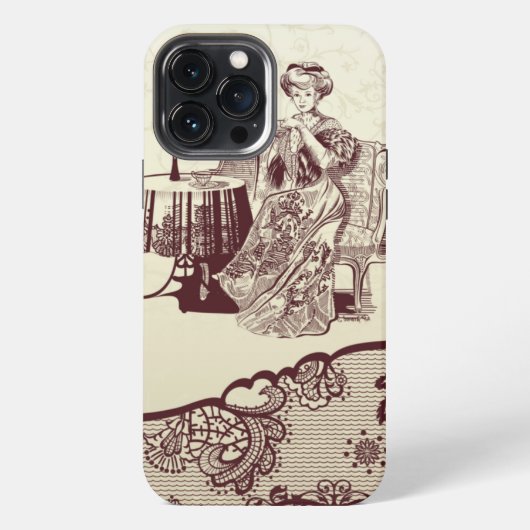 Etui iPhone 13 Pro Max La dame boit du thé  (Verso)