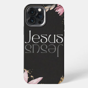 Etui iPhone 13 Pro Max La foi double Jésus chrétienne florale élégante
