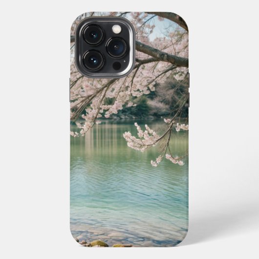Etui iPhone 13 Pro Max lac des cerisiers en fleurs (Verso)
