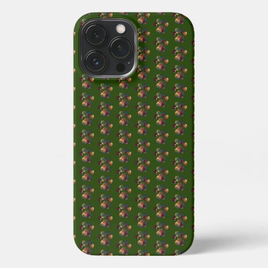 Etui iPhone 13 Pro Max L'action de grâce sur le vert Paw Silhouette anima (Verso)