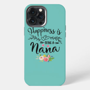 Etui iPhone 13 Pro Max Le bonheur est d'être une Nana avec un cœur floral