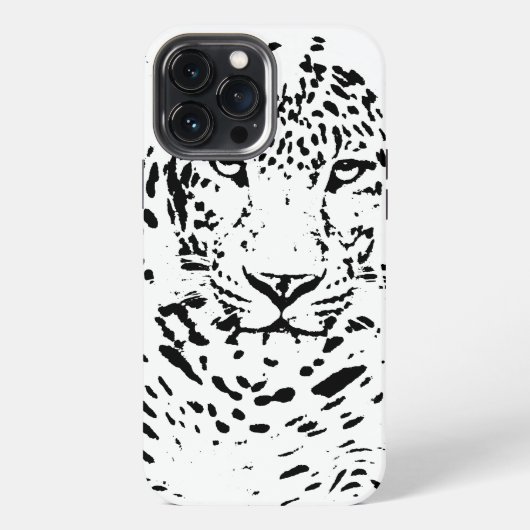 Etui iPhone 13 Pro Max Léopard noir et blanc (Verso)