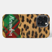Etui iPhone 13 Pro Max Léopard Plaid (Verso Horizontal)