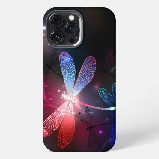 Etui iPhone 13 Pro Max Libellule rouge lumineuse (Verso)