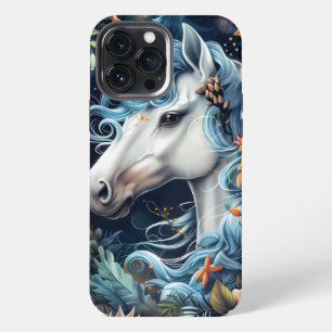 Etui iPhone 13 Pro Max Licorne et fleurs fantaisie design