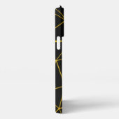 Etui iPhone 13 Pro Max Lignes d'or triangles noirs géométriques Monogramm (Côté droit)