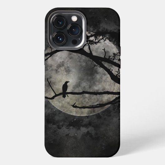 Etui iPhone 13 Pro Max Lune et Corbeau (Verso)