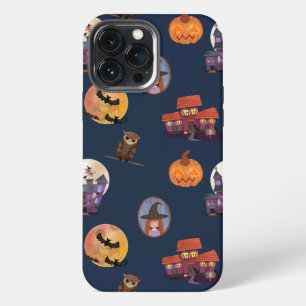Etui iPhone 13 Pro Max Maison Effrayante Petite Sorcière Chouette Lune Ha