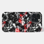 Etui iPhone 13 Pro Max Marbre Abstrait Rouge, Blanc et Noir (Verso Horizontal)