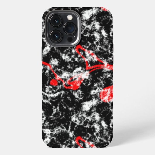 Etui iPhone 13 Pro Max Marbre Abstrait Rouge, Blanc et Noir (Verso)