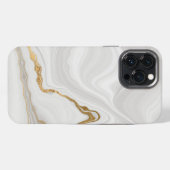 Etui iPhone 13 Pro Max Marbre blanc et or élégant (Verso Horizontal)