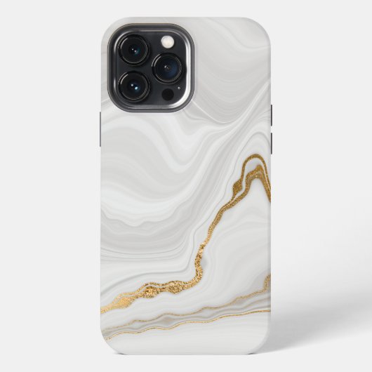 Etui iPhone 13 Pro Max Marbre blanc et or élégant (Verso)