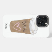 Etui iPhone 13 Pro Max Mariée Script Café Cœur Moderne (Verso Horizontal)