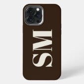 Etui iPhone 13 Pro Max Marron foncé initiale Monogramme (Verso)