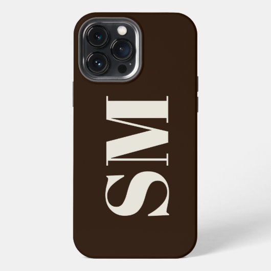 Etui iPhone 13 Pro Max Marron foncé initiale Monogramme (Verso)