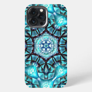 Etui iPhone 13 Pro Max Médaillon en bleu majestueux brossé avec du fil br