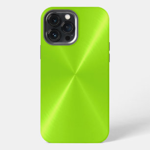 Etui iPhone 13 Pro Max Métal Vert Citron Acier Inoxydable Brillante