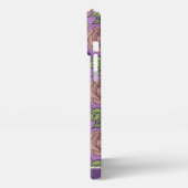 Etui iPhone 13 Pro Max Modèle fleuri violet grande fleur avec nom (Côté gauche)