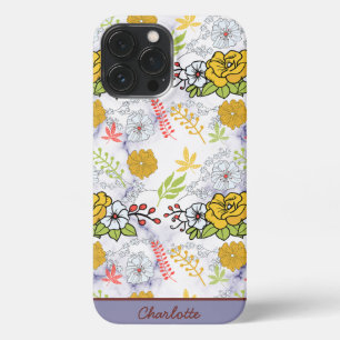 Etui iPhone 13 Pro Max Modèle floral botanique coloré personnalisé