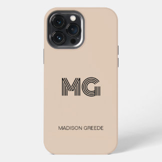 Etui iPhone 13 Pro Max Moderne minimal, Beige tendance Simple Monogramme