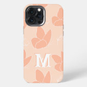 Etui iPhone 13 Pro Max Monogram M Moderne Motif Papillon Abricot Pêche (Verso)