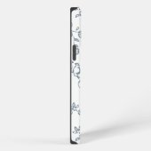 Etui iPhone 13 Pro Max Monogramme Blanc Bleu Motif Oiseau Simple (Côté droit)