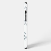 Etui iPhone 13 Pro Max Monogramme Blanc Bleu Motif Oiseau Simple (Côté gauche)