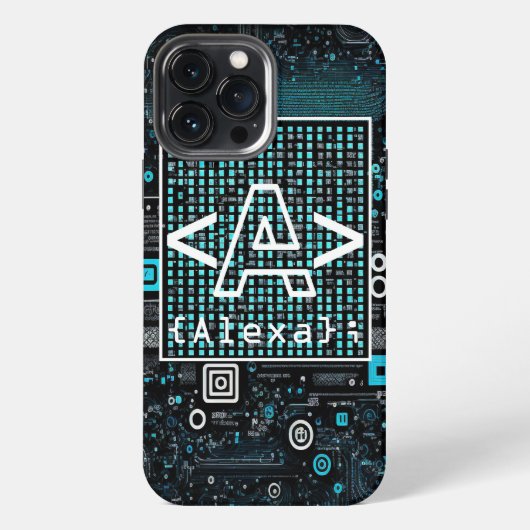 Etui iPhone 13 Pro Max Monogramme de la technologie de codage Ai - Lettre (Verso)