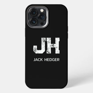 ETUI iPhone 13 PRO MAX MONOGRAMME DE NOM À DEUX LETTRES BLANC MINIMALISTE