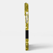 Etui iPhone 13 Pro Max Monogramme doré foncé jaune faux parties scintilla (Côté gauche)