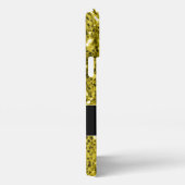 Etui iPhone 13 Pro Max Monogramme doré foncé jaune faux parties scintilla (Côté droit)