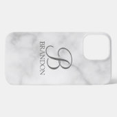 Etui iPhone 13 Pro Max Monogramme et nom de script personnalisé classique (Verso Horizontal)