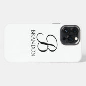 Etui iPhone 13 Pro Max Monogramme et nom de script personnalisé classique (Verso Horizontal)