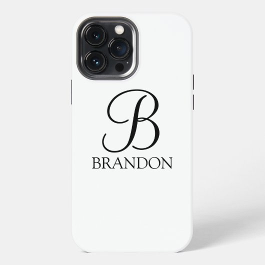 Etui iPhone 13 Pro Max Monogramme et nom de script personnalisé classique (Verso)