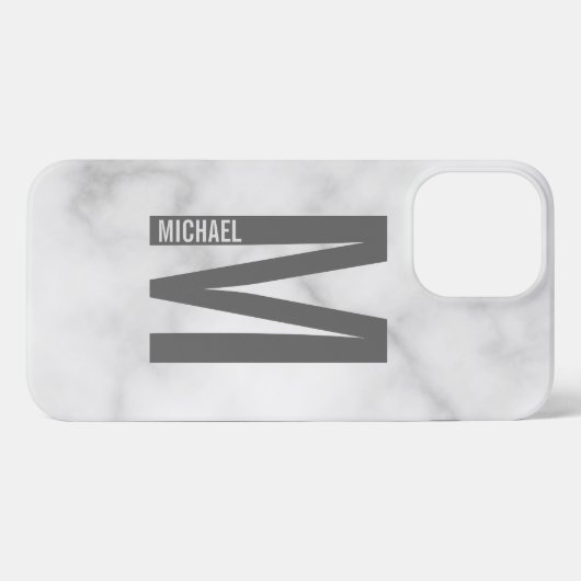 Etui iPhone 13 Pro Max Monogramme et nom personnalisés modernes (Verso Horizontal)