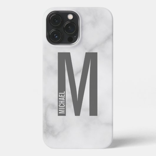 Etui iPhone 13 Pro Max Monogramme et nom personnalisés modernes (Verso)