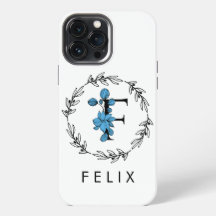 Monogramme Floral Bleu - Lettre F