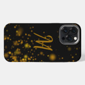 Etui iPhone 13 Pro Max Monogramme Initial Effet Bokeh Noir Élégant (Verso Horizontal)