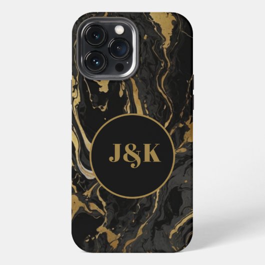 Etui iPhone 13 Pro Max Monogramme initial marbré moderne (Verso)