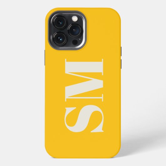 Etui iPhone 13 Pro Max Monogramme initiale jaune vif (Verso)