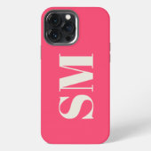 Etui iPhone 13 Pro Max  Monogramme initiale rose vif  (Verso)
