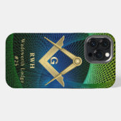 Etui iPhone 13 Pro Max Monogramme Maçonnique Fractal Moderne (Verso Horizontal)
