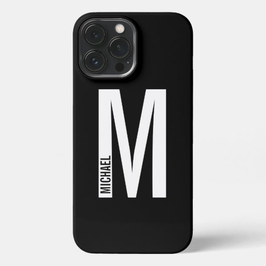 Etui iPhone 13 Pro Max Monogramme moderne personnalisé et nom iPhone (Verso)