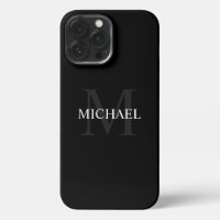 Monogramme personnalisé et nom noir