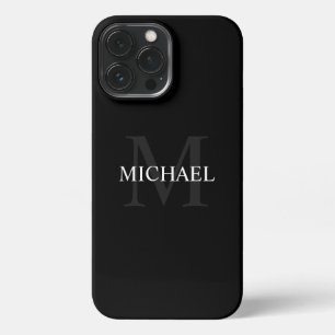 Etui iPhone 13 Pro Max Monogramme personnalisé et nom noir