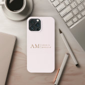 Etui iPhone 13 Pro Max Monogramme Personnalisé Rose Initiale Et Nom
