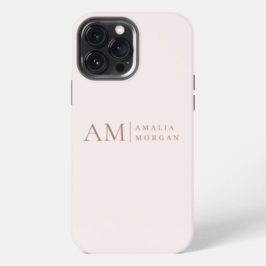 Etui iPhone 13 Pro Max Monogramme Personnalisé Rose Initiale Et Nom (Verso)