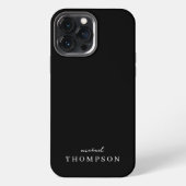Etui iPhone 13 Pro Max Monogramme professionnel de luxe noir moderne (Verso)