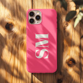 Etui iPhone 13 Pro Max Monogramme rose brillant initial