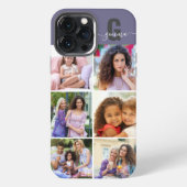 Etui iPhone 13 Pro Max Monogramme Script Élégant 6 Photo Violet (Verso)